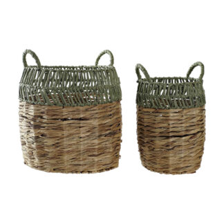 Σετ Καλαθιών DKD Home Decor Καφέ Φυσικό Bamboo Καλάμια Τροπικό 40 x 40 x 23 cm (3 Τεμάχια)