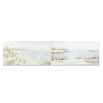 Πίνακας DKD Home Decor 140 x 3,7 x 70 cm Παραλία Μεσογείακός (x2)