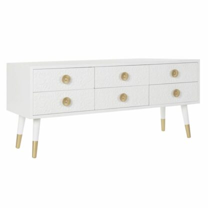 Έπιπλο Τηλεόρασης Home Decor Λευκό Χρυσό Έλατο Ξύλο MDF 120 x 42 x 54 cm