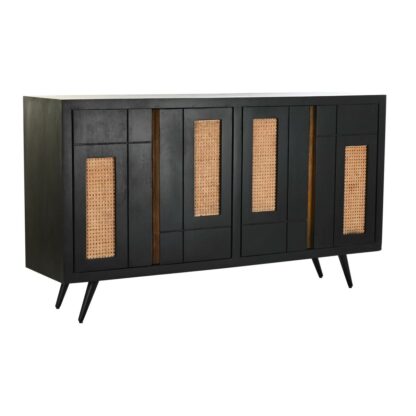 Σκευοθήκη DKD Home Decor Μαύρο ρατάν Ξύλο από Μάνγκο (160 x 40 x 90 cm)