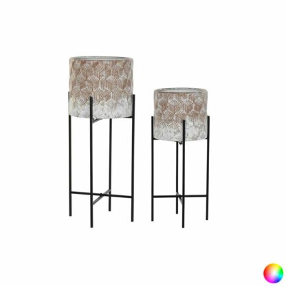 Σετ ζαρντινιέρων DKD Home Decor Φθαρμένο 32,5 x 32,5 x 76,5 cm Μέταλλο (x2)