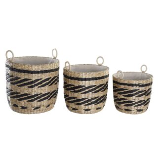 Σετ καλαθιών DKD Home Decor Λευκό Μαύρο Γκρι Χρυσό Bamboo Αστέρια 41 x 31 x 42 cm (4 Τεμάχια) (x2)