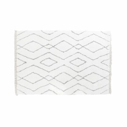 Χαλί DKD Home Decor Λευκό Γκρι Ρόμπος Scandi Ø 9,4 cm 120 x 180 x 3 cm