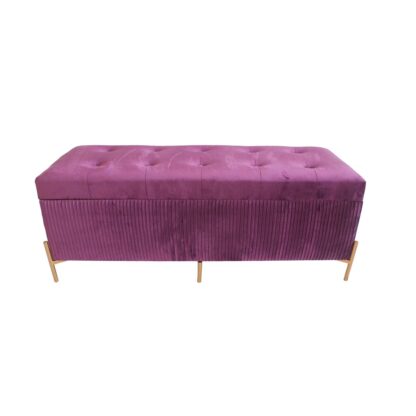 Foot-of-bed Bench DKD Home Decor Χρυσό Μοβ Ξύλο MDF 115 x 43 x 46 cm