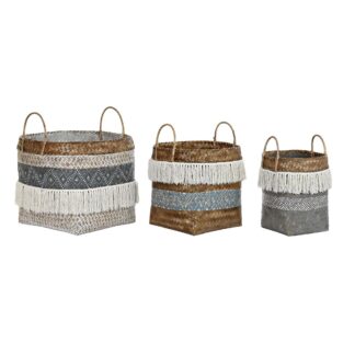 Σετ Καλαθιών DKD Home Decor 32 x 32 x 26 cm Μέταλλο Σχοινί 32 x 32 x 39 cm Boho