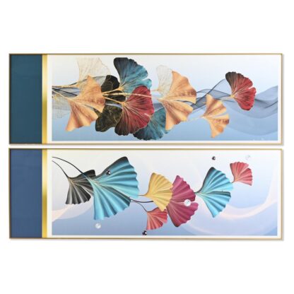 Πίνακας DKD Home Decor 180 x 3 x 60 cm Σύγχρονη Φύλλο φυτού (x2)