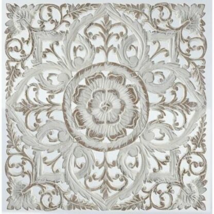 Διακόσμηση τοίχων DKD Home Decor Λευκό Mandala Ξύλο MDF (60 x 2 x 60 cm)