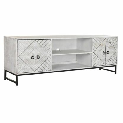 Έπιπλο Τηλεόρασης DKD Home Decor 180 x 40 x 60 cm Μαύρο Μέταλλο Λευκό Ξύλο από Μάνγκο