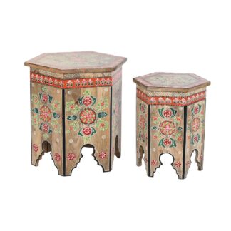 Σετ με 2 τραπέζια DKD Home Decor Πολύχρωμο Φυσικό 45 x 30 x 45 cm 45 x 28,5 x 46 cm