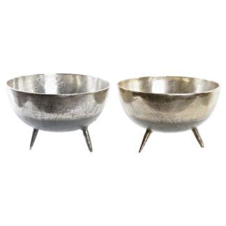 Βάζο DKD Home Decor 15,5 x 15,5 x 26 cm Ασημί Χρυσό Αλουμίνιο Σύγχρονη (x2)