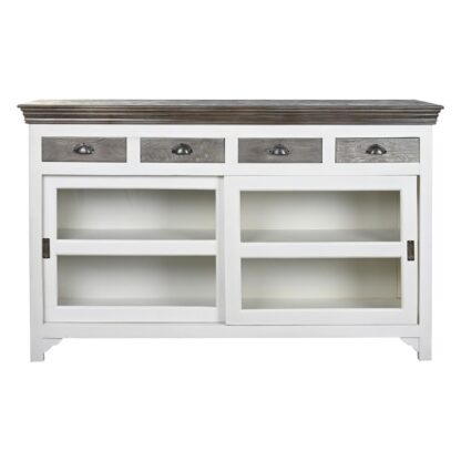 Σκευοθήκη DKD Home Decor 165 x 45,7 x 105,4 cm Κρυστάλλινο Γκρι Λευκό Σκούρο καφέ Ξύλο από Μάνγκο