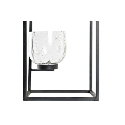 Κηροπήγιο DKD Home Decor Κρυστάλλινο Μαύρο Διαφανές 18 x 18 x 76 cm Σίδερο