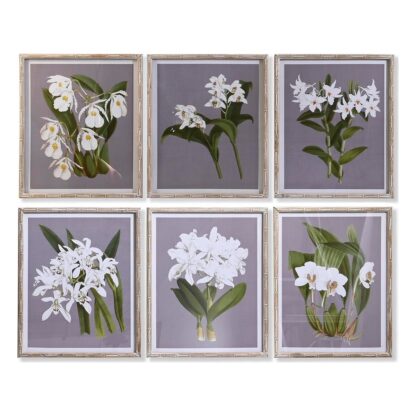 Πίνακας DKD Home Decor Έλατο Κρυστάλλινο 50 x 60 x 2,8 cm 50 x 2,8 x 60 cm Blomster (6 Τεμάχια)