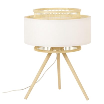 Επιτραπέζιο Φωτιστικό DKD Home Decor Λευκό Καφέ Bamboo 50 W 220 V 36 x 36 x 48 cm