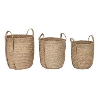 Σετ Καλαθιών DKD Home Decor Φυσικό Ανοιχτό καφέ Bamboo 40 x 40 x 61 cm (2 Τεμάχια)