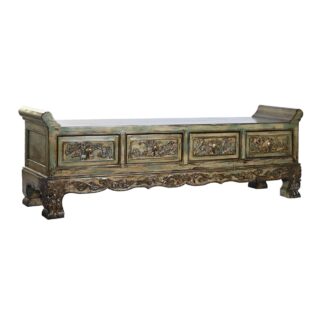 Σκαμπό DKD Home Decor Πράσινο Χρυσό Μέταλλο 103 x 46 x 42 cm