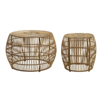 Σετ με 2 τραπέζια DKD Home Decor Ανοιχτό καφέ Bamboo 70 x 70 x 50 cm