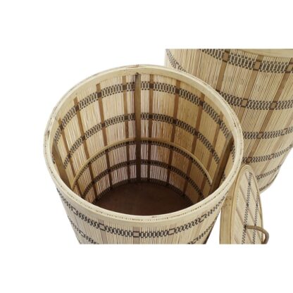 Σετ Καλαθιών DKD Home Decor Καφέ Φυσικό Bamboo 40 x 40 x 63 cm (2 Τεμάχια)