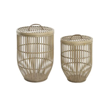 Σετ Καλαθιών DKD Home Decor Φυσικό Ανοιχτό καφέ Bamboo 40 x 40 x 61 cm (2 Τεμάχια)