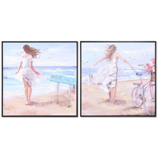 Πίνακας DKD Home Decor 60 x 3,5 x 80 cm Fashion Girls (x2)