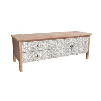 Έπιπλο Τηλεόρασης DKD Home Decor 120 x 40 x 61 cm Έλατο Φυσικό Μέταλλο Λευκό