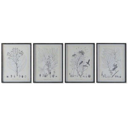 Πίνακας DKD Home Decor Σύγχρονη Βοτανικά φυτά 45 x 2,5 x 60 cm (4 Μονάδες)