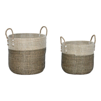 Σετ Καλαθιών Home ESPRIT Λευκό Μαύρο Φυσικό 45 x 45 x 48 cm (2 Τεμάχια)