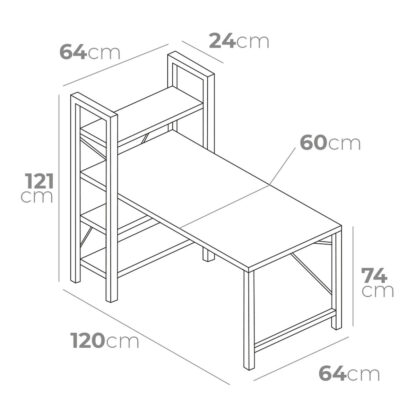 Γραφείο με ράφι EDM 75196 Μαύρο Ξύλο Μέταλλο 121 x 120 x 64 cm