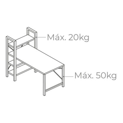 Γραφείο με ράφι EDM 75196 Μαύρο Ξύλο Μέταλλο 121 x 120 x 64 cm