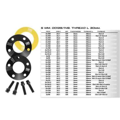 Σετ από Διαχωριστές OMP 5x108 58,1 M12 x 1,25 + M14 x 1,5 15 mm