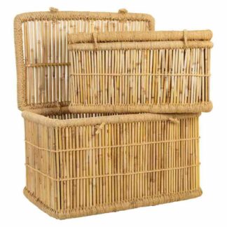 Σετ με σκαμπό Alexandra House Living Μαύρο Φυσικό Bamboo Σχοινί 38 x 38 x 38 cm 2 Τεμάχια