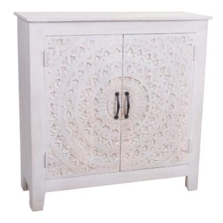 Ντουλάπι Alexandra House Living Ασημί white wedding Bamboo Ξύλο MDF 37 x 101 x 80 cm