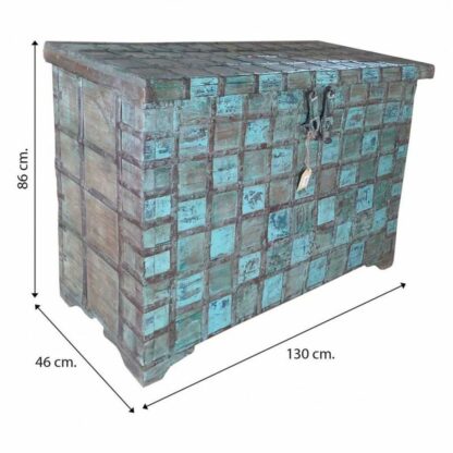Μπαούλα Alexandra House Living Μπλε Σίδερο ξύλο ακακίας Ξύλο από Μάνγκο 46 x 86 x 130 cm