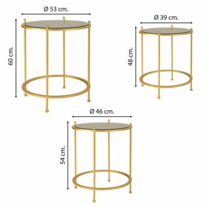 Σετ με 3 τραπέζια Alexandra House Living Χρυσό 53 x 60 x 53 cm