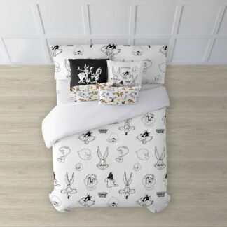 Κάλυψη παπλώματος Looney Tunes Looney B&W Λευκό black 175 Νήματα 260 x 240 cm