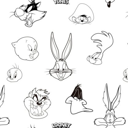 Κάλυψη παπλώματος Looney Tunes Looney B&W Λευκό black 175 Νήματα 260 x 240 cm