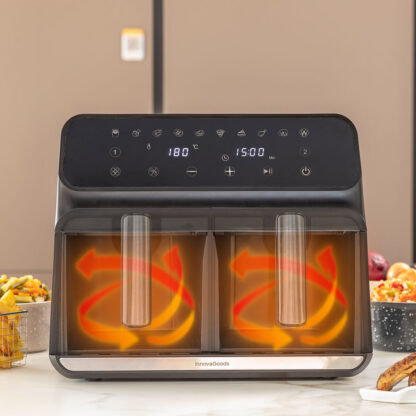 Φριτέζα με Αέρα InnovaGoods Fryinn Double 8000 Μαύρο 3400 W 8 L Ανοξείδωτο ατσάλι