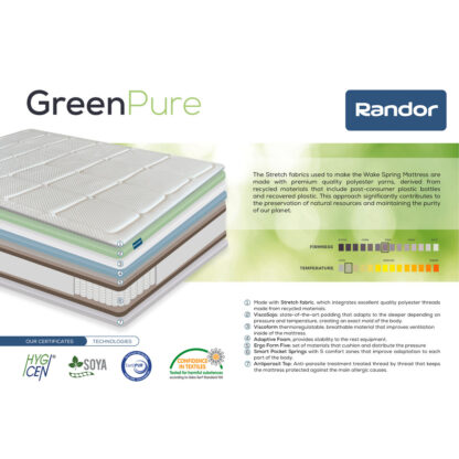 στρώμα ελατηρίου τσέπης Randor Green Pure 200 x 200 x 28 cm