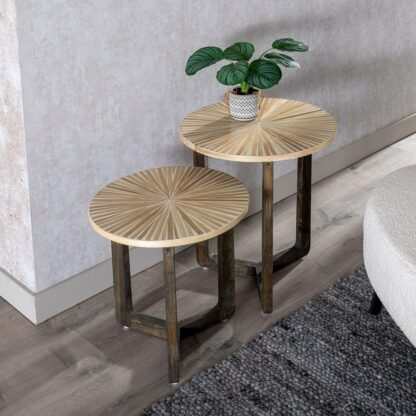 Βοηθητικό Τραπέζι Μπεζ Bamboo Ξύλο MDF 40 x 40 x 45 cm