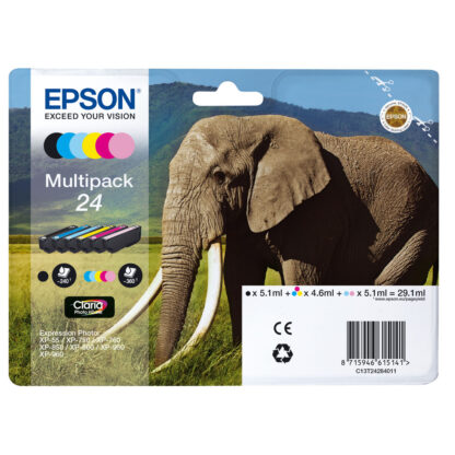 Epson Elephant Multipack 6-colours 24 Claria Photo HD Ink - Αυθεντικό Φυσίγγιο μελάνης C13T24284021 Πολύχρωμο