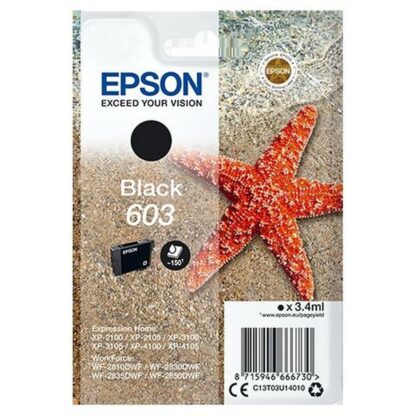 Αυθεντικό Φυσίγγιο μελάνης Epson P-2100, 3100, 4100 / WF-2830DWF, 2850DW - Nº 603 Μαύρο (x10)