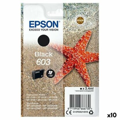 Αυθεντικό Φυσίγγιο μελάνης Epson P-2100, 3100, 4100 / WF-2830DWF, 2850DW - Nº 603 Μαύρο (x10)