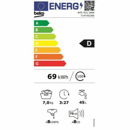 Πλυντήριο ρούχων BEKO WTE 7611 BWR 7 kg 1200 rpm 60 cm