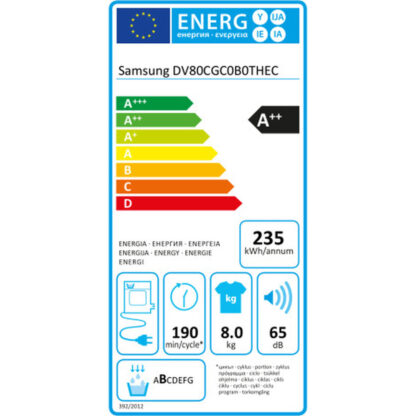 Συμπυκνωτικό στεγνωτήριο Samsung DV80CGC0B0THEC 60 cm 8 kg Λευκό