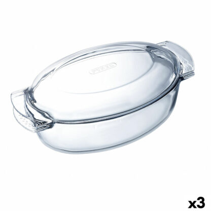 Πιάτο ψησίματος Pyrex Classic Vidrio Διαφανές Γυαλί Οβάλ 39 x 23 x 15 cm Με καπάκι (3 Μονάδες)