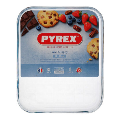 Φόρμα Ορθογώνια Pyrex Classic Vidrio Διαφανές Γυαλί 33 x 27 x 2 cm Επίπεδο (x6)