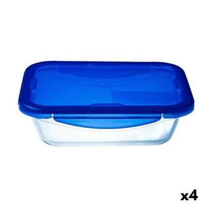 Ερμητικό Κουτί Γεύματος Pyrex Cook&go 30 x 23 cm 3,3 L Ορθογώνιο Μπλε Γυαλί (4 Μονάδες)