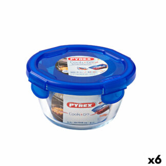 Ερμητικό Κουτί Γεύματος Pyrex Cook & Go 16,7 x 16,7 x 7 cm Μπλε 850 ml Γυαλί (x6)