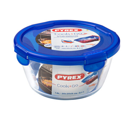 Ερμητικό Κουτί Γεύματος Pyrex Cook&go 20 x 20 x 10,3 cm Μπλε 1,6 L Γυαλί (x6)