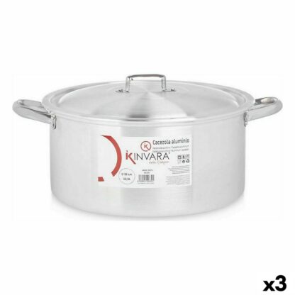 Κατσαρόλα με Καπάκι Ασημί Αλουμίνιο 12,5 L (3 Μονάδες)